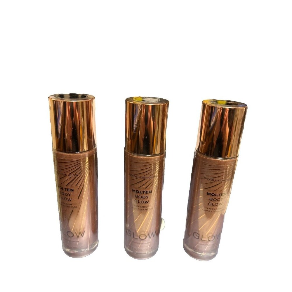 Revolution Molten Body Glow Rose Gold 3.38 Fl. Oz.  Box 3 Bottles Incl.